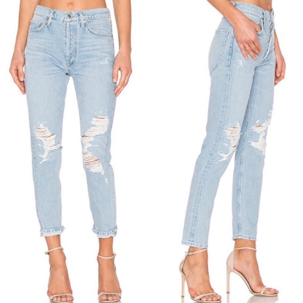 Agolde Jamie High Rise Classic Destroyed Jeans